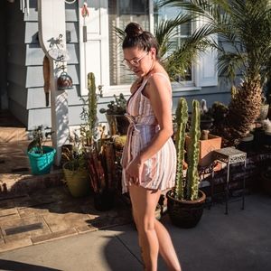 Stripped Cross Over Dress